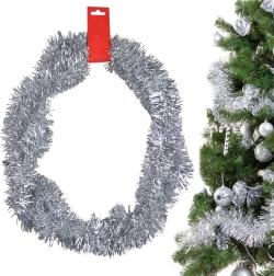 Ghirlandă din beteală argintie de Crăciun 2 m