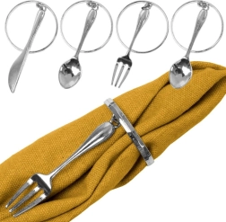 Inele metalice pentru șervețele cu tacâmuri argintii, 4 cm, set 4 buc