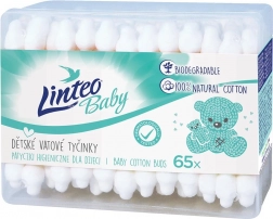Bețișoare din bumbac cu tijă de hârtie LINTEO 100% natural, 65 bucăți în cutie