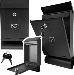 Cutie poștală din oțel galvanizat cu tub pentru ziare, neagră 32,5 × 22,5 × 9,5 cm