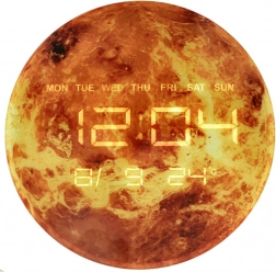 Ceas de perete planeta Marte cu afișaj LED 32 cm – Portocaliu