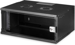 Dulap de perete pentru rețea 19" 4U SOHO PRO, 240 × 540 × 400 mm, ușă din sticlă, capacitate 60 kg, negru