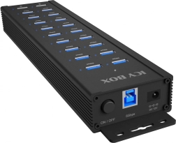 Icy Box IB-HUB1720-U3 hub USB cu 20 de porturi, cu alimentare de 96 W