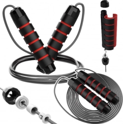 Coardă de sărit din oțel reglabilă cu rulmenți și mânere din spumă 3 m