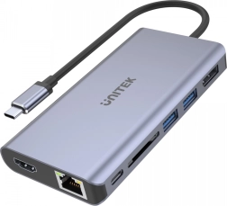 Hub USB-C multifuncțional 2x USB 3.1, HDMI 2.0, DP 1.4, RJ45, SD, Power Delivery