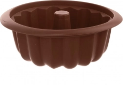 Formă din silicon pentru bundt cake cu coș central 26 cm maro SILLINIE