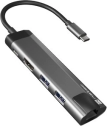 Hub USB-C Natec Fowler Go cu mai multe porturi, cu HDMI, USB 3.0 și Ethernet