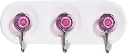 Agățător autoadeziv cu 3 cârlige, plastic și metal, culori asortate 11 × 4 cm
