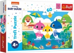 Puzzle Baby Shark – familia de rechini în vacanță, 60 de piese (33 × 22 cm)