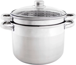 Oală din inox pentru paste 22 cm cu capac, strecurătoare și inserție pentru abur