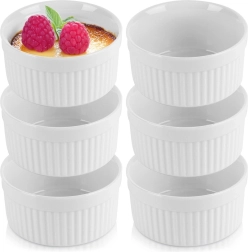Castronele ceramice pentru copt albe 260 ml, set 6 buc