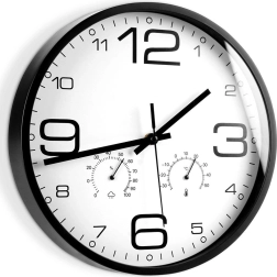 Ceas de perete cu termometru și higrometru 30 cm, alb