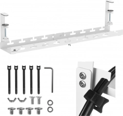 Organizator de cabluri sub birou Maclean, reglabil, alb