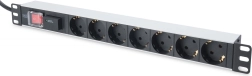 PDU rack 19" șină de alimentare 7xSchuko, 2m 1xSchuko, 16A cu protecție la supratensiune