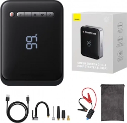 Power bank și compresor 2‑în‑1 pentru pornire Baseus Super Energy, 8000 mAh, 1000 A (negru)