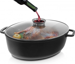 Tavă ovală din granit cu capac 12 l ORION Grande