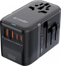 Adaptor de călătorie universal BLITZWOLF BW-TA2 cu GaN 100W și încărcare rapidă USB-C/USB-A