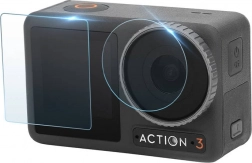 Set de protecție întărită Sunnylife pentru DJI Osmo Action 3 – sticlă pentru ecran și obiectiv