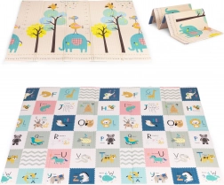 Covoraș de joacă din spumă, față-verso, 200 × 150 cm, cu alfabet și toper pentru înălțime ECOTOYS