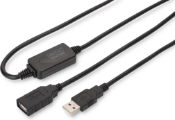 Cablu prelungitor activ USB 2.0 USB-A (tată) la USB-A (mamă) 15 m, negru