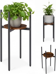 suport pentru flori loft ModernHome cu structură metalică și raft din lemn