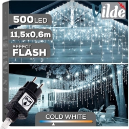 Vilde perdea luminoasă de exterior cu efect de gheață 500 LED, 11,5 m, alb rece