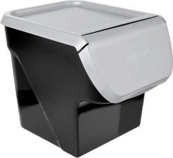 Cutie din plastic pentru fructe și legume cu capac rabatabil 13 l, gri