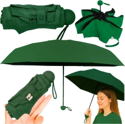 Umbrelă pliabilă de buzunar cu protecție UV UPF 50+ 90 cm – verde închis, cu husă