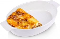 Vas oval din ceramică rezistentă la temperaturi înalte pentru gratinare 31,5 × 19,5 × 6 cm, alb