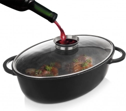 Tavă ovală din granit cu capac 8 l, 45 × 27,5 cm