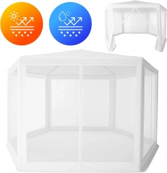 Pavilion de grădină din material textil 2x2x2 m cu plasă anti-țânțari Alb MultiGarden