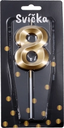 Lumânare de petrecere cifră opt, auriu