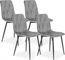 Set de 4 scaune matlasate din catifea pentru sufragerie și living ModernHome – Gri