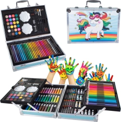 Set de artă în geantă 145 bucăți albastră