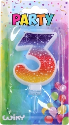 Lumânare de petrecere Stele în formă de numărul 3