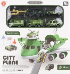 Avion cu garaj pliabil și mașinuțe militare