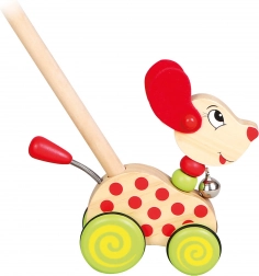 Bino cățel de împins pe băț cu clopoțel