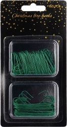 Cârlige verzi pentru ornamente de Crăciun 3,5 și 6 cm, 150 buc
