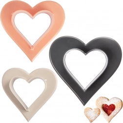Set de forme de biscuiți cu inimă, cu două fețe, set 3 buc