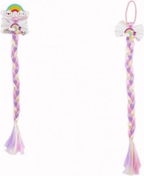 Elastic de păr cu fundă și coadă colorată cu paiete