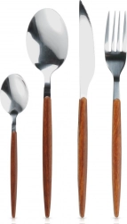 Set de tacâmuri din oțel inoxidabil, 16 piese, cu aspect de lemn al mânerelor