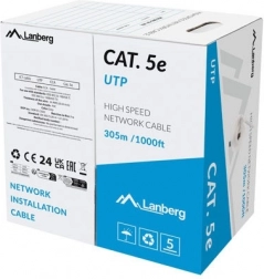 Cablu Lanberg reţea UTP Cat.5E 305m gri testat Fluke