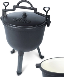 Ceaun din fontă cu capac pe picioare 10 l cu interior emailat