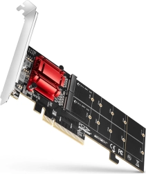Axagon adaptor pcie x8 pentru 2× m.2 nvme cu raid, compatibil fără bifurcație, ecran spate low-profile și full-height