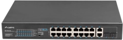 Switch poe+ neadministrat 16× fast ethernet cu 2× combo gigabit uplink, 250 w, rack 19″ lanberg
