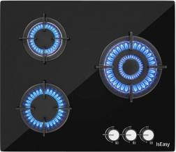 Aragaz pe gaz cu trei zone și panou de sticlă IsEasy