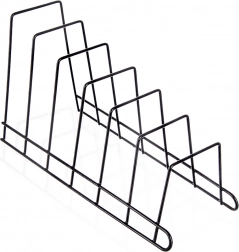 Suport metalic pentru capace și farfurii, negru, 34,5 × 14 × 19 cm