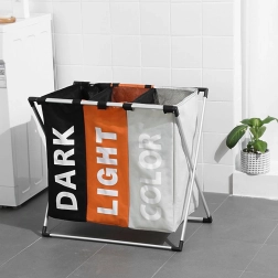 Coș triplu pentru rufe - tricolor