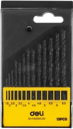 Set de burghie HSS DELI TOOLS 13 piese (1,5–6,5 mm)