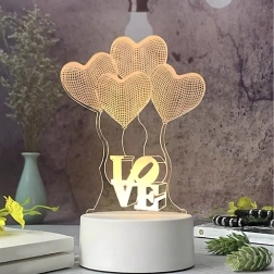 Lampă de noapte LED cu inimă Love, iluzie 3D pe USB